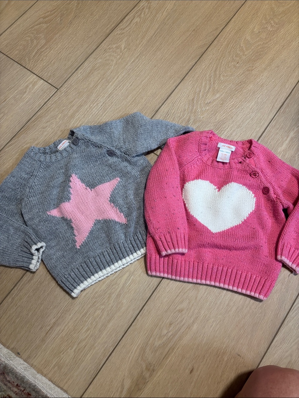 Joe Fresh Pink Heart & Gray Star Knit Sweater Set